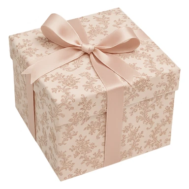 Elegant Rococo pale pink ditsy floral gift box , remove background sticker