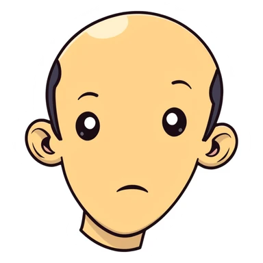 Man with a gigantic forehead, humorous character, silly expression sticker