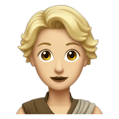 Jedi lady with short blonde hair and dark sand coloured sticker