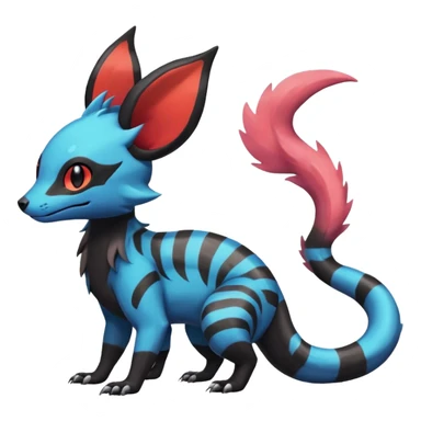 Rare epic aesthetic colorful Salandit-Eevee-Civet-species-Fakemon-hybrid-creature, with markings, full body sticker