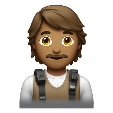 brown guy with mullet holding a camera sticker