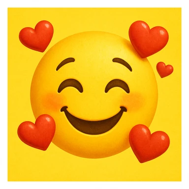 yellow face with hearts sticker