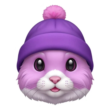Bunny wear a purrple benie hat sticker