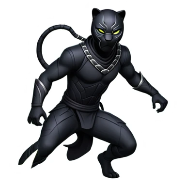 An icon representing an adventure game, inspired by stealth-action gameplay. The design features a shadowy ninja crouched on the back of a sleek black panther, moving silently through a moonlit bamboo forest. The atmosphere conveys secrecy, precision, and deadly agility. Transparent background. sticker