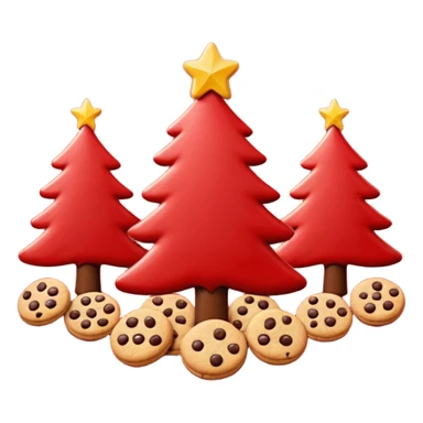Christmas wallpaper with emoji trees cookies chilling all in red colour sticker