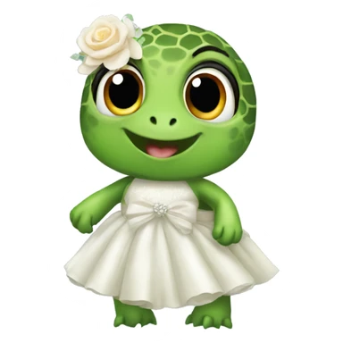 A turtle with a wedding dress sticker