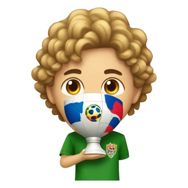 niño levantando la copa  del mundo sin barba sticker
