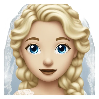 Beautiful blonde girl with blue eyes and long lace wedding dress sticker