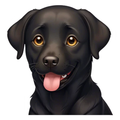 Cinematic Comical Black Labrador Portrait Emoji, Head tilted dramatically with an exaggeratedly amused expression, featuring a sleek black Fur with a glossy finish, wide, expressive brown eyes filled with playful disbelief, Simplified yet hilariously expressive features, highly detailed, glowing with a slightly sassy glow, high shine, dramatic yet playful, stylized with an air of cheeky mischief, bright and endearing, soft glowing outline, capturing the essence of a spirited and over-the-top companion, so meme-worthy it feels like it could side-eye its way into internet fame instantly! sticker