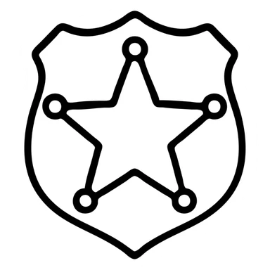 classic law enforcement badge sheriff's deputy rank emblem gold star traditional style sticker