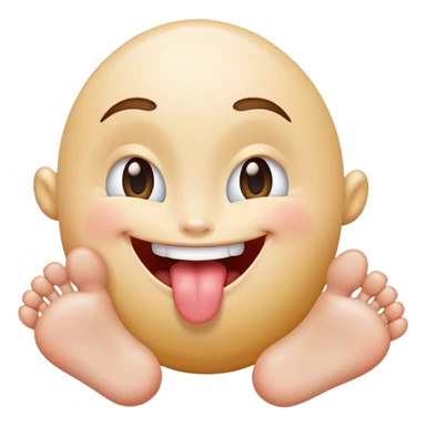 Smiling tongue out winky face feet sticking out sticker