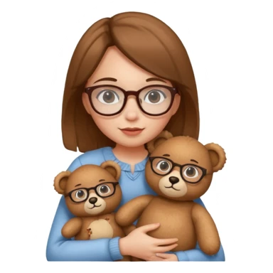 girl wearing glasses and teddy  sticker