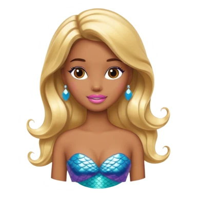 Brown skin blonde hair barbie mermaid  sticker