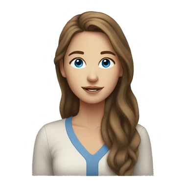 23 year old white woman with long brown hair and blue eyes cozy sticker