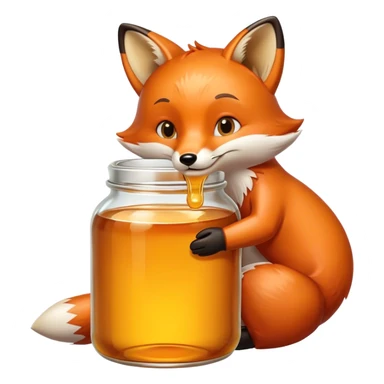 Fox hugging a jar of honey sticker