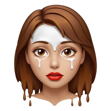 Brown Hair, Woman, white paint drip, face, hot, Sexy, lips sticker