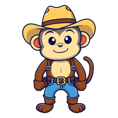 Monkey wearing cowboy hat  sticker