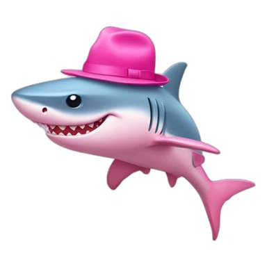 pink shark with pink hat sticker