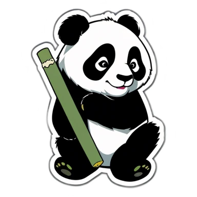 Panda with a joint sticker