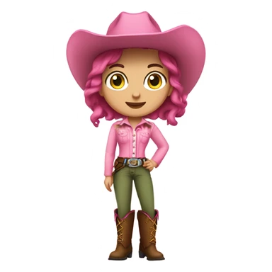 white country girl wearing pink brown hair green eyes boots pink skirt and pink top and pink cowgirl hat   sticker