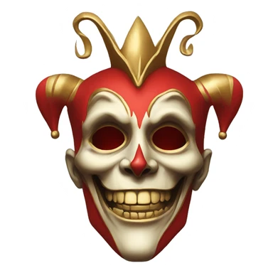 Jester high cheekbones, half skull face, red, gilded  sticker