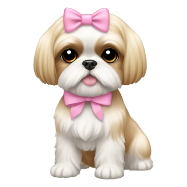 golden cream shih tzu white girl cute medium hair pink bow sticker