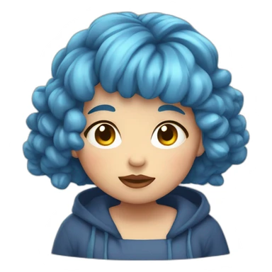 obese girl, bleu hairs, really hungry sticker