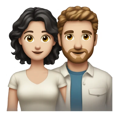 Man with white skin brown hair and hazel green eyes and Woman with brown eyes and black hair white skin they have 2 kids family portrait sticker