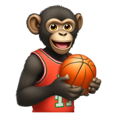Monkey eating watermelon playing basketball  sticker