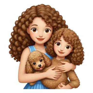 A long curl haair girl hug with poodle sticker