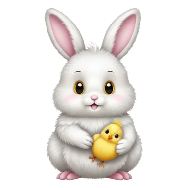 Cute easter bunny with small baby chick sticker