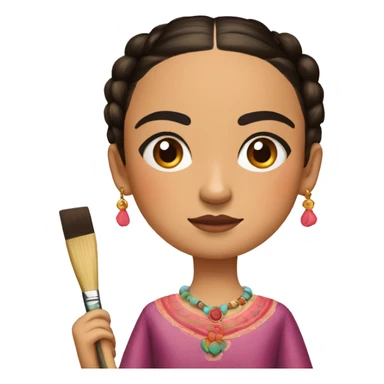 full body frida kahlo unibrow kid with paintbrush sticker