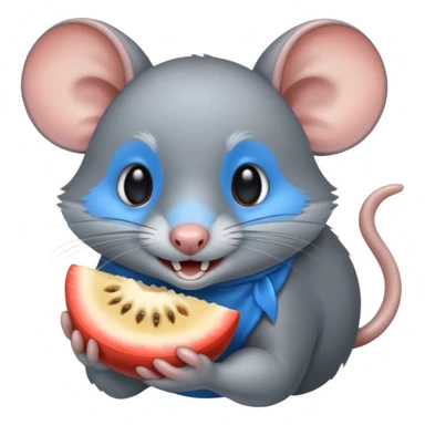 raton gris comiendo gomita redonda azul sticker