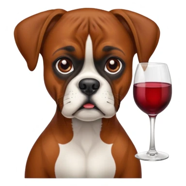dog boxer with red wine glass sticker