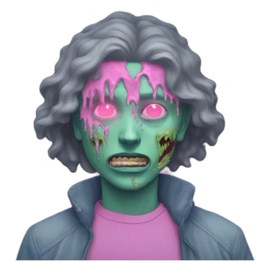 Vaporwave person, half person face half zombie face sticker