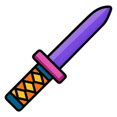 purple katana, vibrant cartoon style sticker