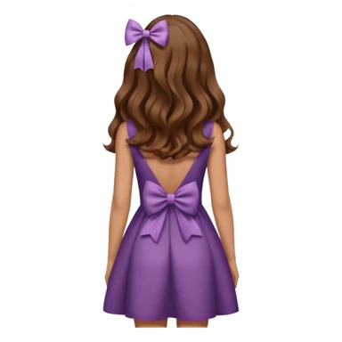 Emoji femme de dos cheveux ondulés brun avec noeud dans les cheveux  sticker