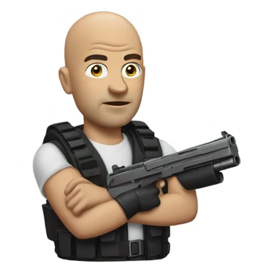 bald guy with a gun sticker