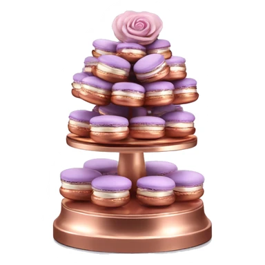 Realistic isolated rose gold layered stand with lavender and rose gold macaroons on the stand. sticker