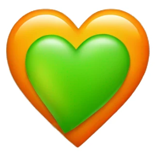 Half green and half orange heart sticker