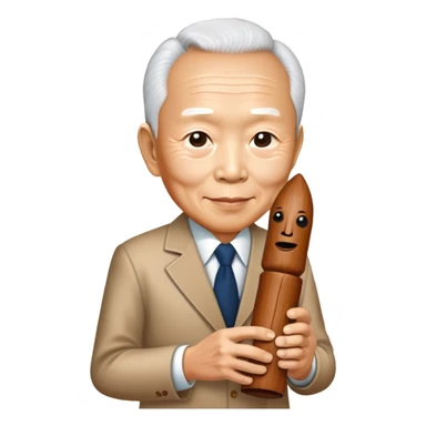 lee kuan yew holding a phallic totem sticker
