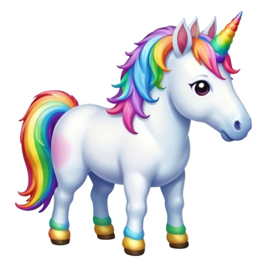 A unicorn standing up with rainbow coloured poo coming out of its bottom sticker