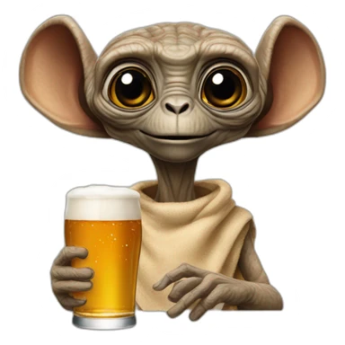 E.T. avec une bière sticker