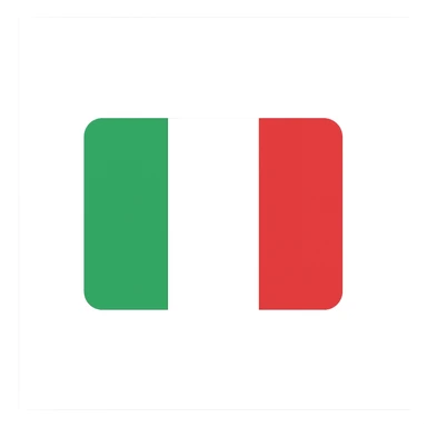 flat icon of the Italian flag with green, white, and red vertical stripes, no text, minimalistic sticker