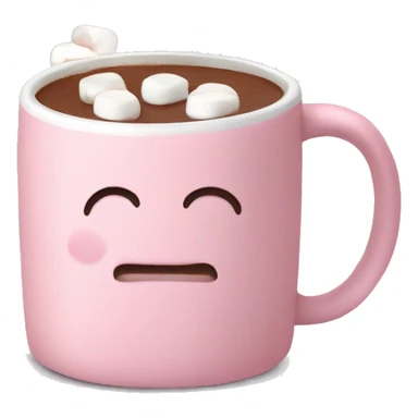 Light Pink mug of hot chocolate with marshmallows  sticker