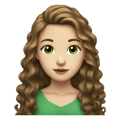 white girl with very long wavy brown hair with green eyes sticker