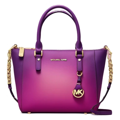Realistic isolated magenta to purple ombre Michael kors satchel purse without a strap. sticker