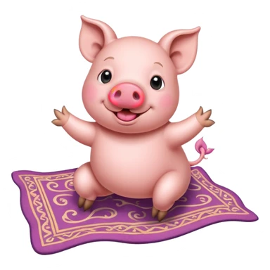 Pig on flying carpet sticker