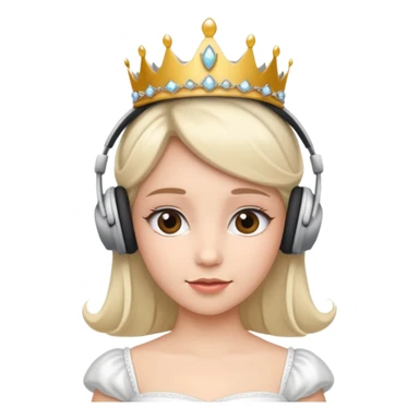 princess with headphones tiara and white dress sticker