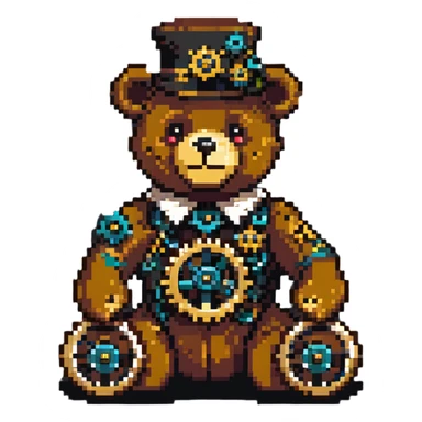 Steampunk Freddy bear with brass and gears sticker